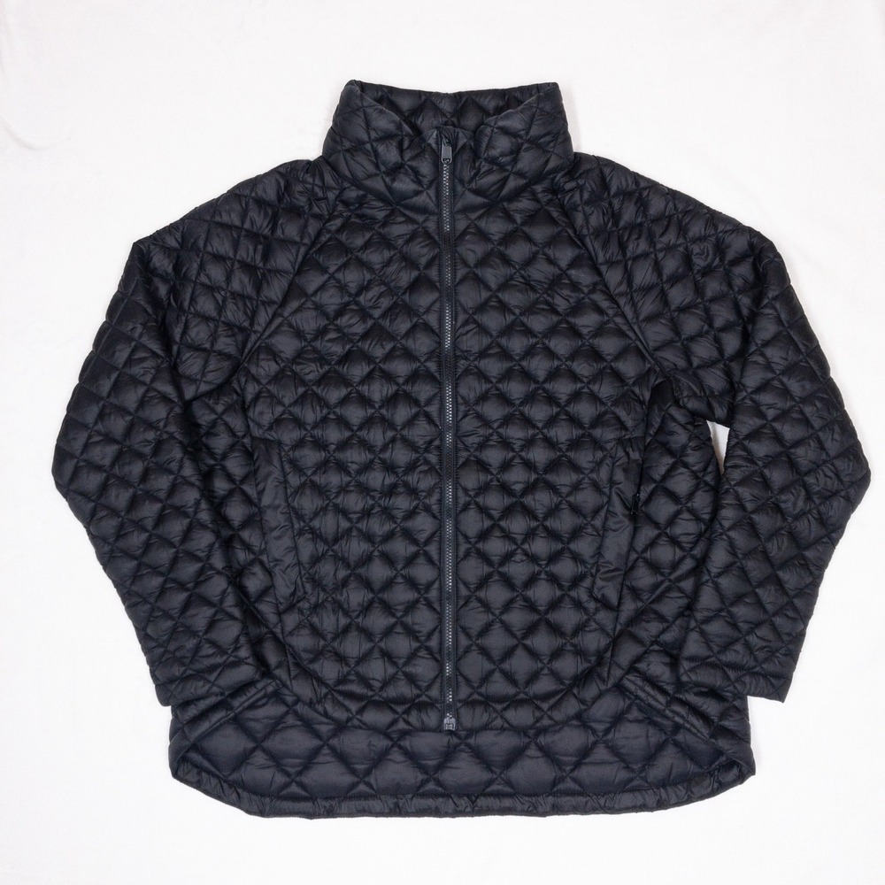 Athleta Whisper Featherless Puffer Jacket Womens Large Black Full Zip Quilted
